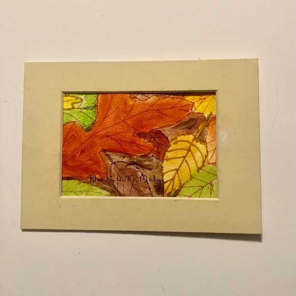 Fall Leaves Watercolor HAND CRAFTED Painting - Picture 1 of 5